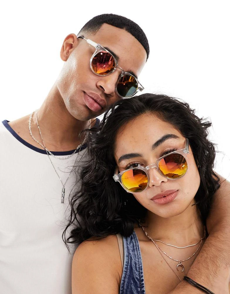 Spitfire Spitfire teddy boy round sunglasses in clear with orange mirror lens 2
