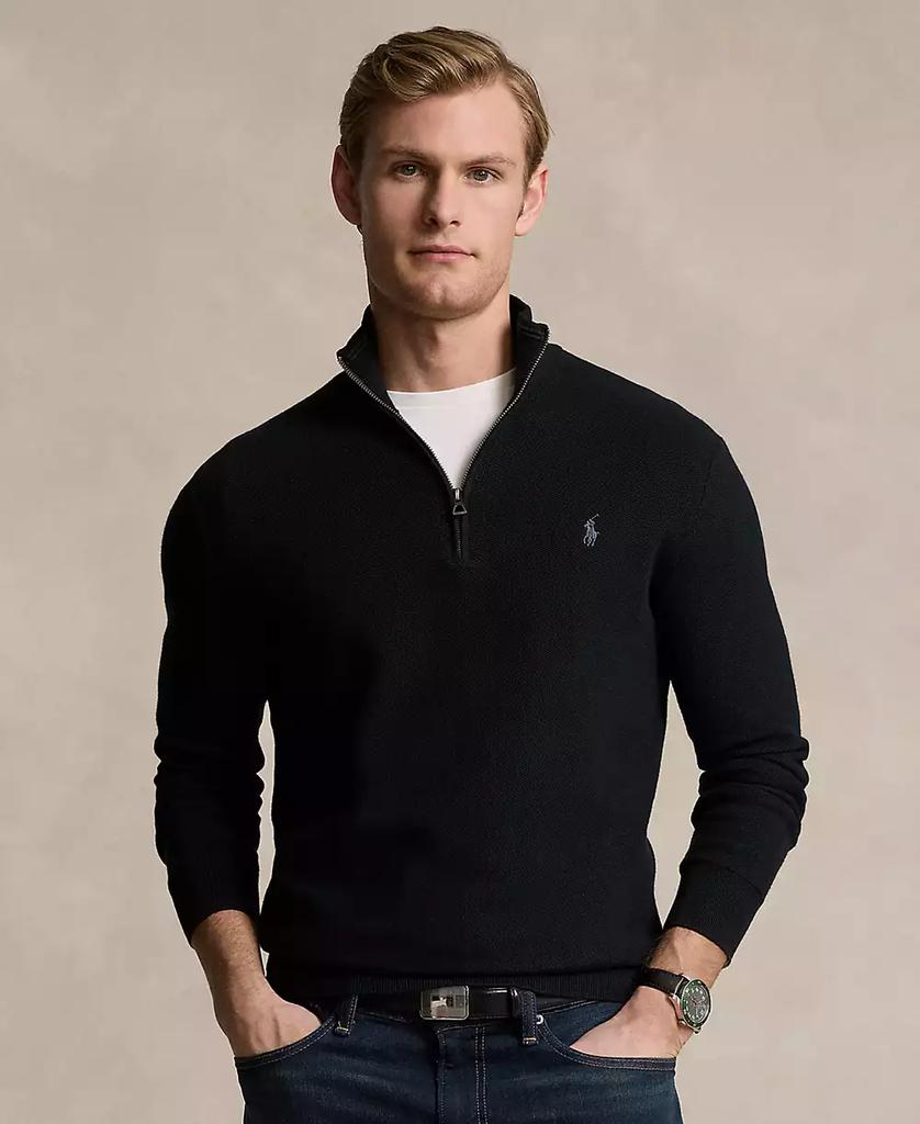Ralph Lauren Men's Mesh-Knit Cotton Quarter-Zip Sweater