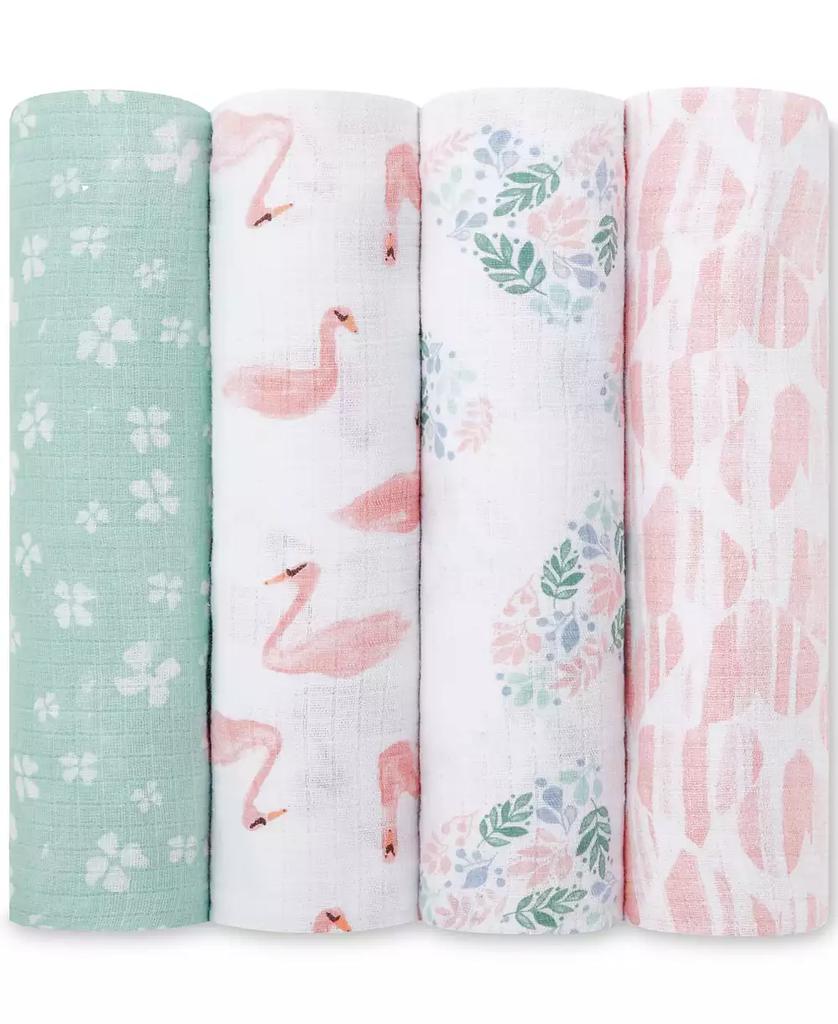 aden + anais Baby Girls Printed Muslin Swaddles, Pack of 4