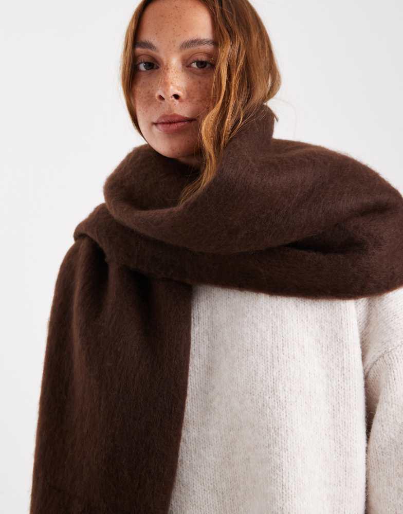 Glamorous Glamorous blanket scarf in chocolate brown