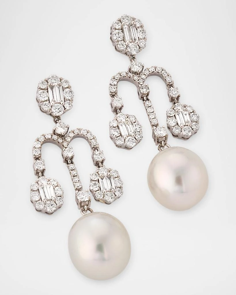 BELPEARL 18K White Gold 12mm South Sea Pearl Earrings with Diamonds 3