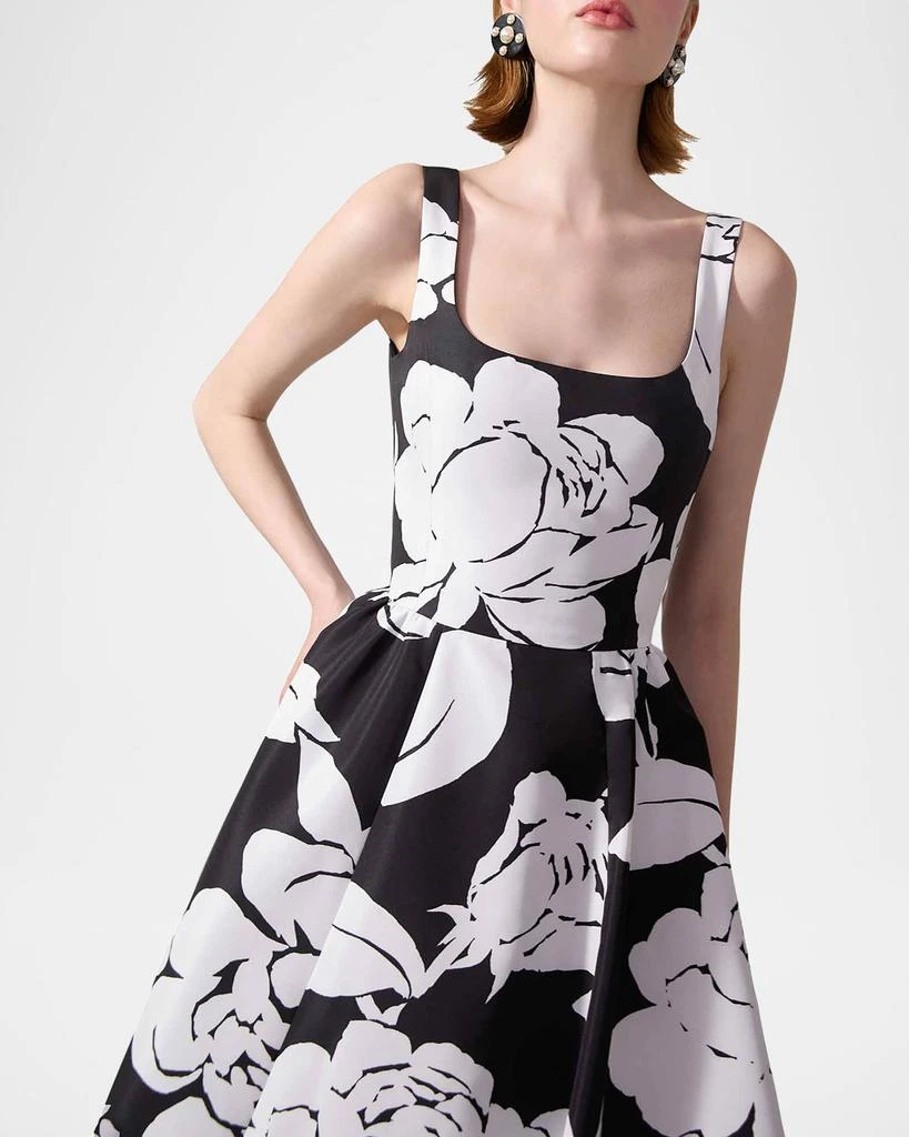 Carolina Herrera Square-Neck Flower Sleeveless Ball Gown 4