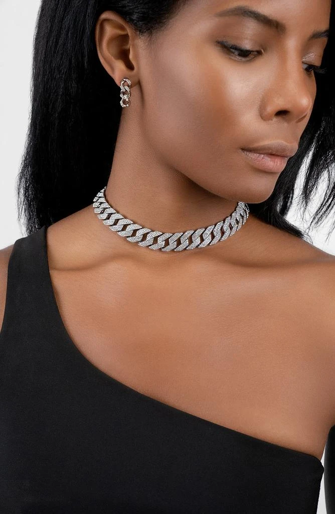ADORNIA Pavé Cubic Zirconia Curb Chain Choker Necklace 2