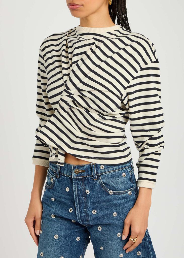 A.W.A.K.E MODE Striped knotted-detail cotton top