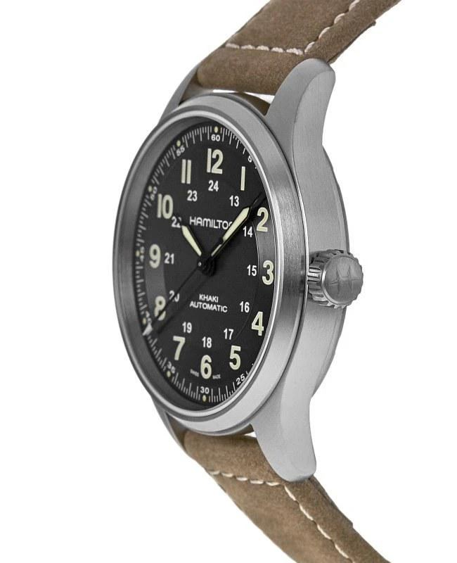 Hamilton Hamilton Khaki Field Titanium Auto Black Dial Leather Strap Men's Watch H70545550 3