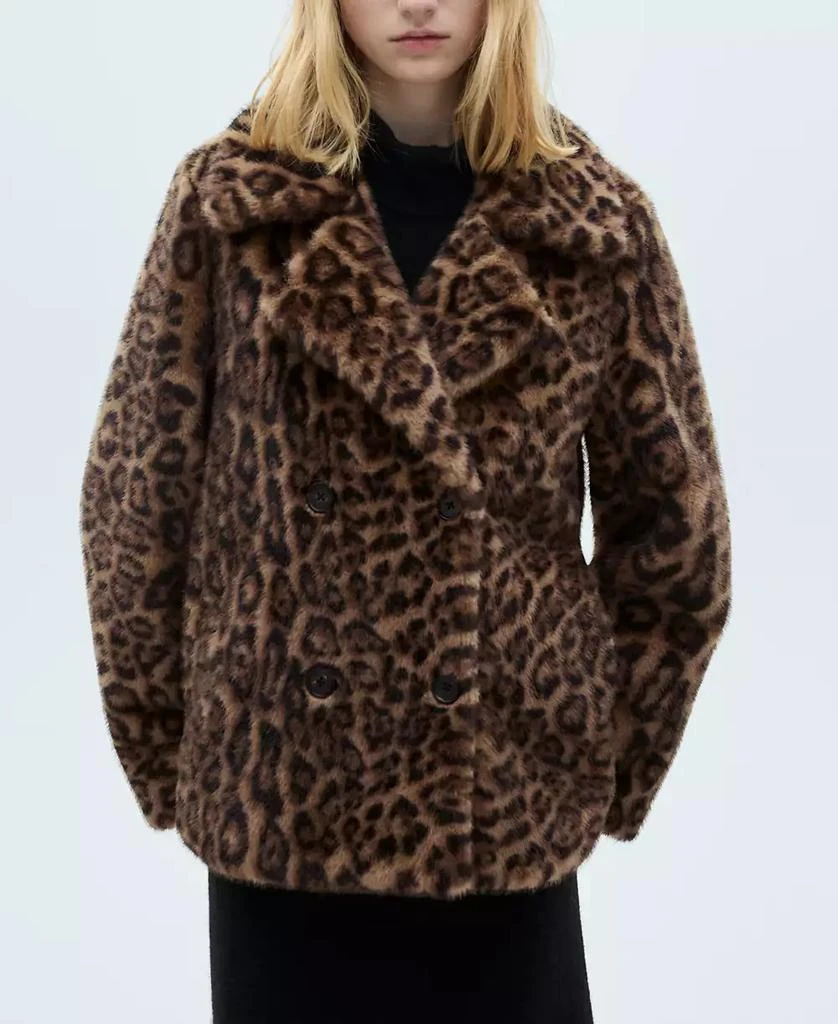 Mango Women's Leopard Regular Coat 4