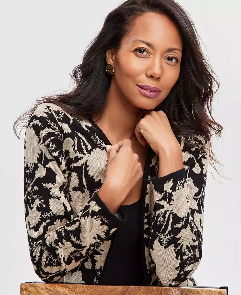 JM Collection Women's Printed Open-Front Cardigan 3