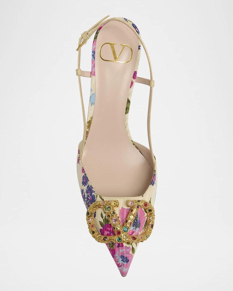 Valentino VLOGO Pointed Floral Satin Pumps 3