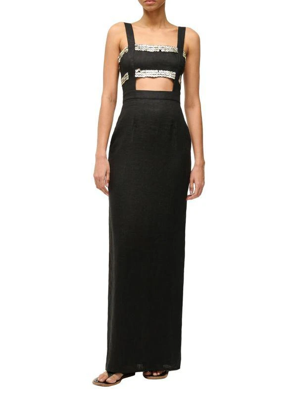 Staud Mickey Linen Embellished Maxi Dress 1