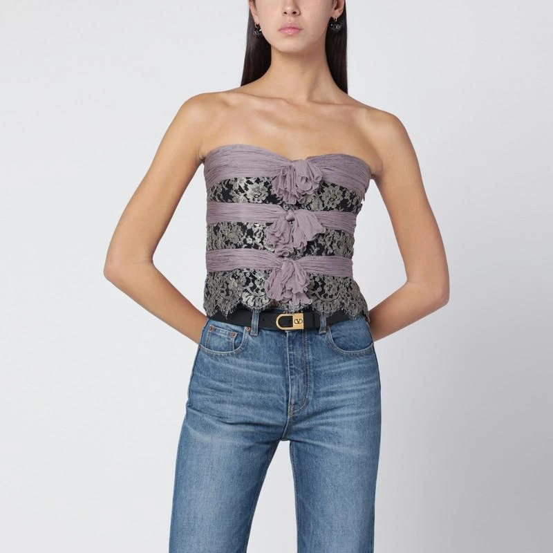 Valentino Grey/mauve/gold chiffon silk top