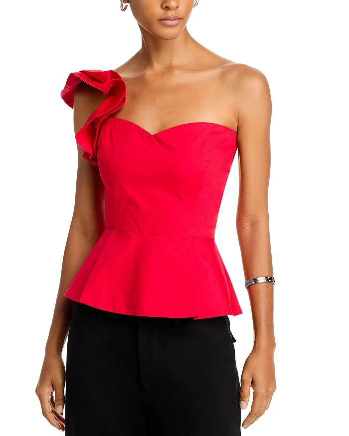 AQUA One Shoulder Peplum Top - Exclusive 1