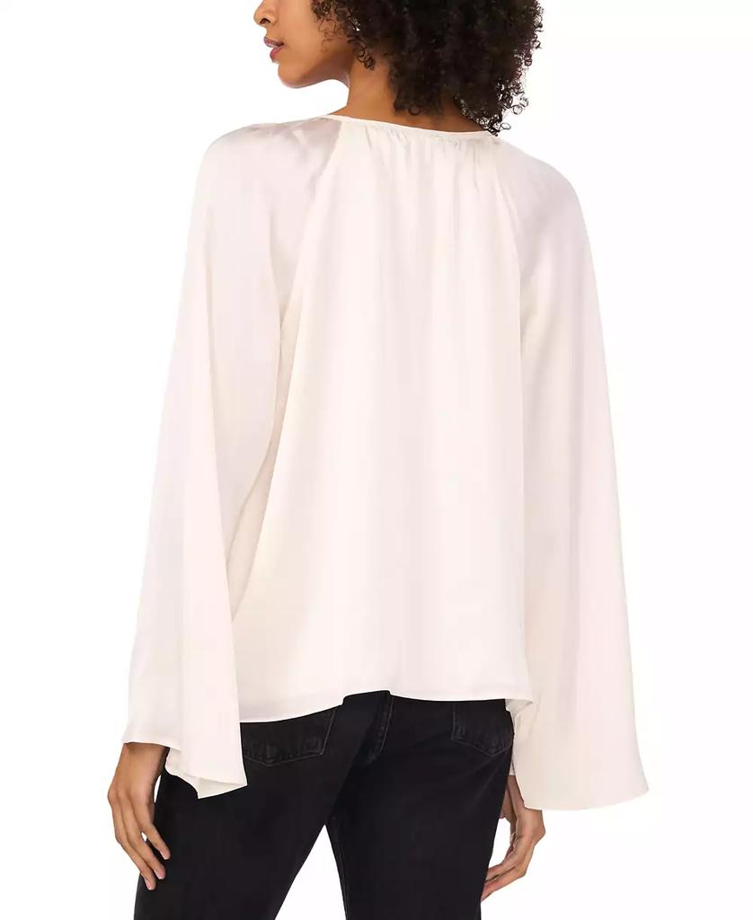 1. State Women's Wide Flutter-Sleeve Tie-Neck Top