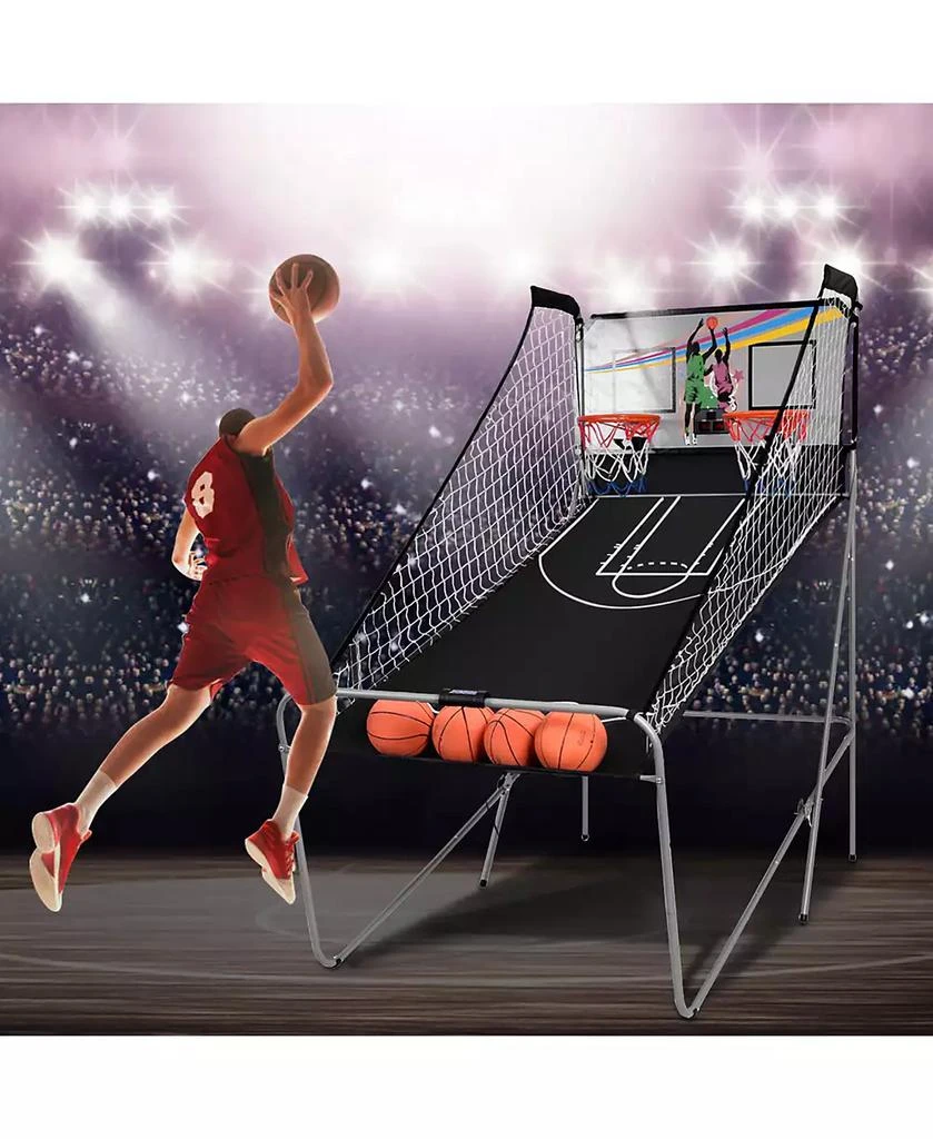 Costway Dual LED Electronic Shot Basketball Arcade Game with 8 Game Modes 4 Balls Foldable 8