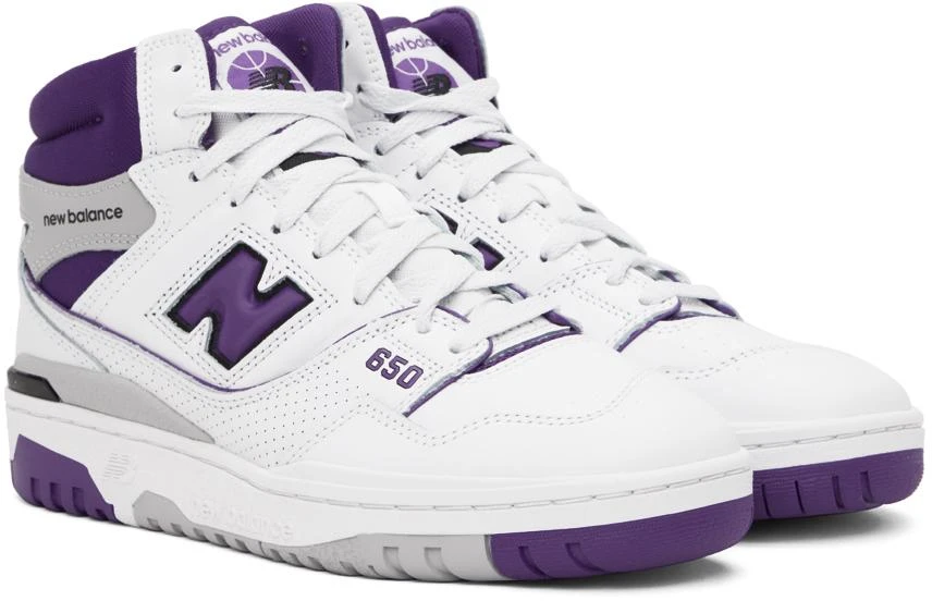New Balance White & Purple 650 Sneakers 4