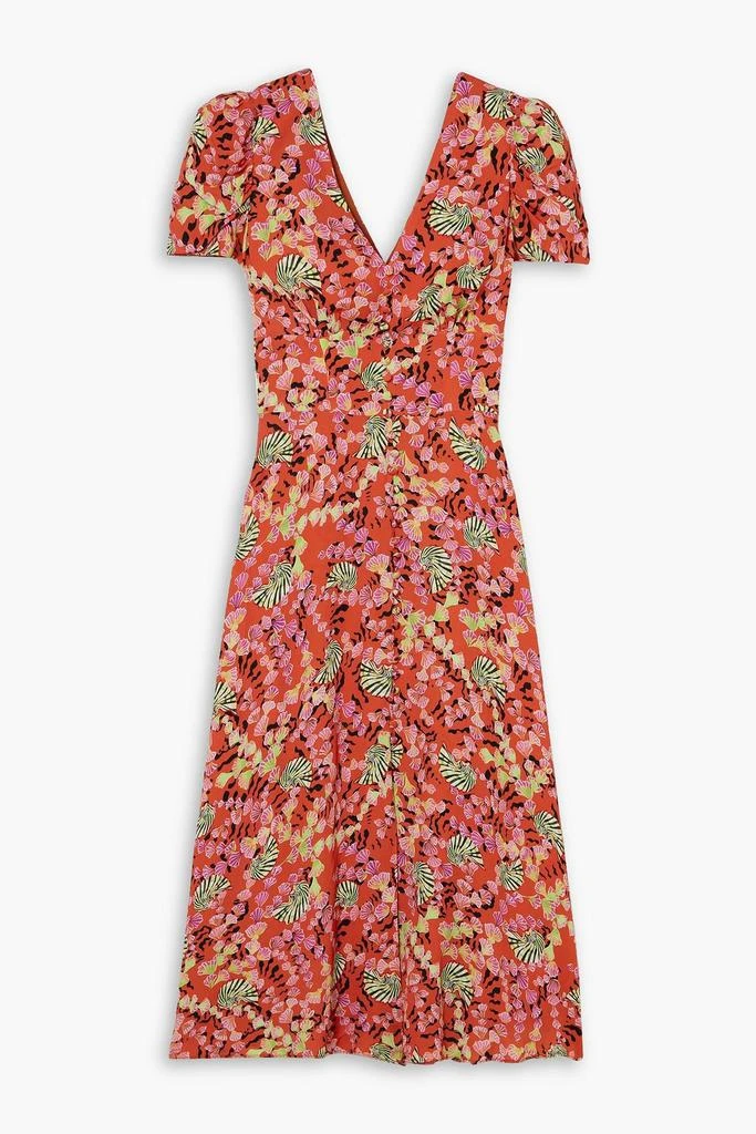 Saloni Margot button-embellished printed crepe de chine midi dress 1