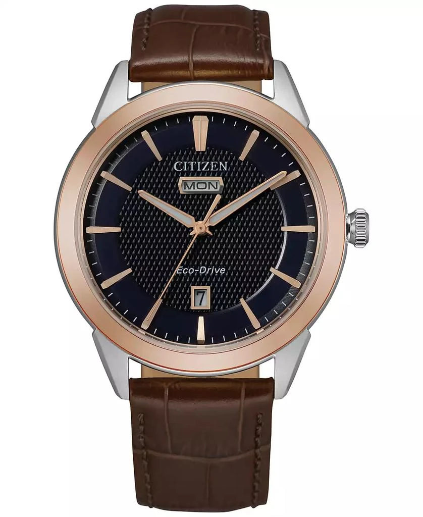 Citizen Eco-Drive Men's Corso Brown Leather Strap Watch 40mm 1