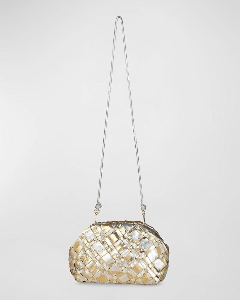 Rafe Aya Frame Metallic Leather Clutch Bag 2