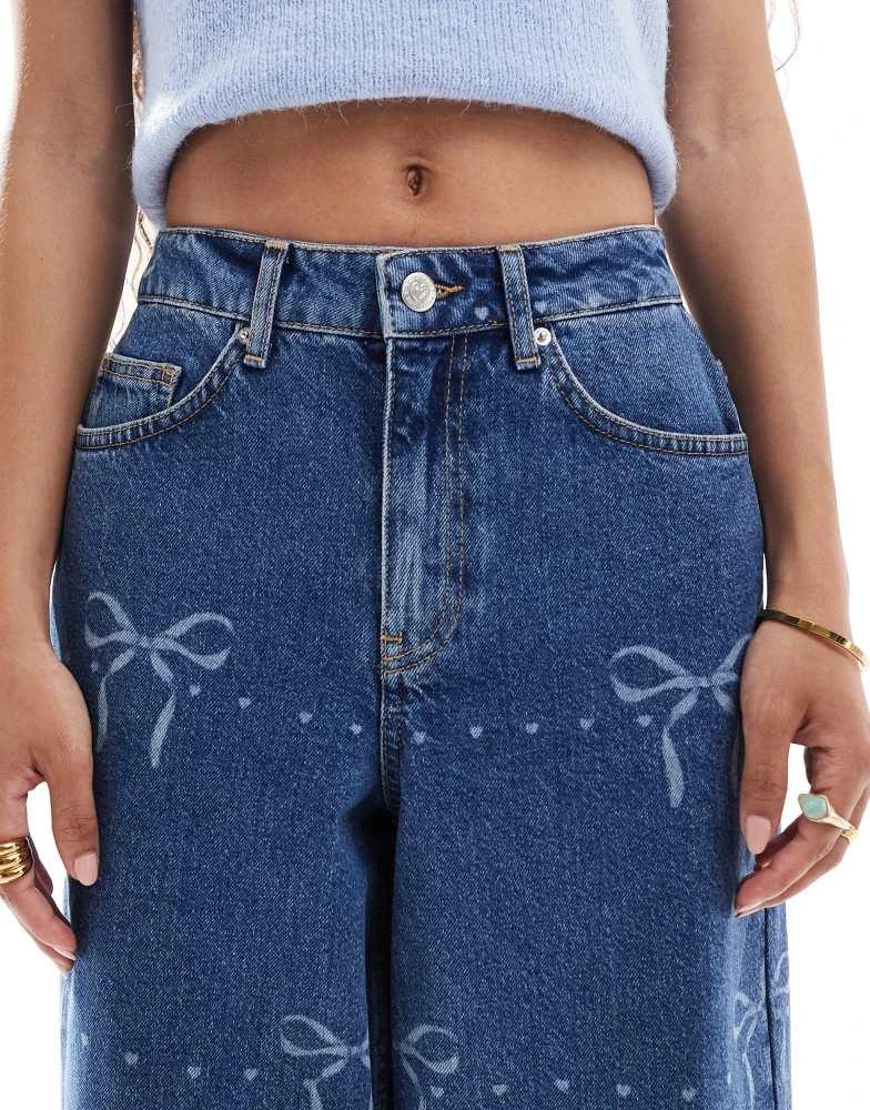 Miss Selfridge Miss Selfridge petite bow print baggy jeans 4