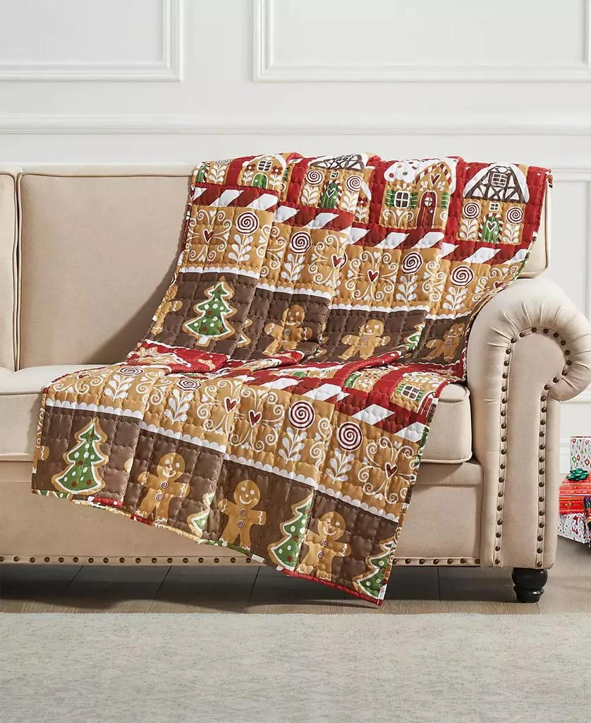 Gingerbread Lane Novelty Holiday Reversible Throw, 50