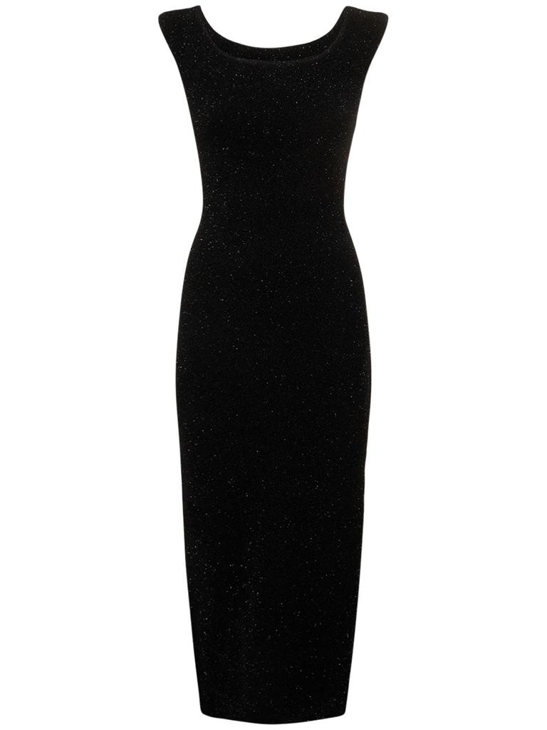 GALVAN Aphrodite Lurex Knit Midi Dress