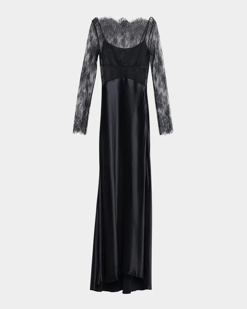 Alberta Ferretti Ls Lace Top W Tank Dress