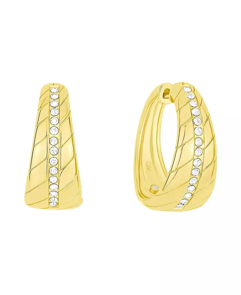 And Now This Crystal Center Graduated Hinged Hoop Earrings