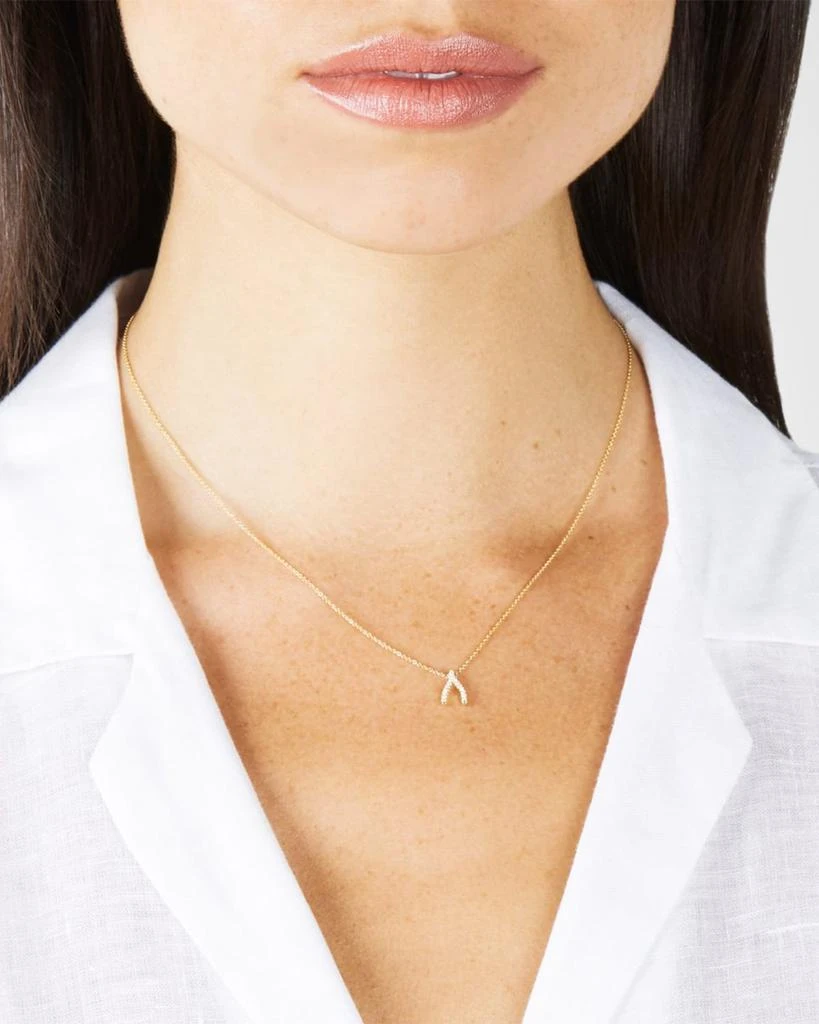 Jennifer Meyer Diamond Mini Wishbone Necklace 18K Yellow Gold 2
