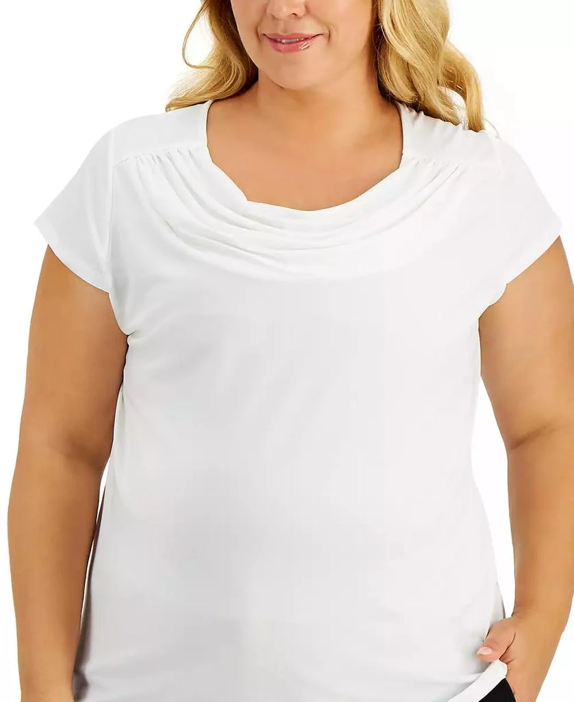 Kasper Plus Size Stretch Knit Short-Sleeve Cowl-Neck Top 3