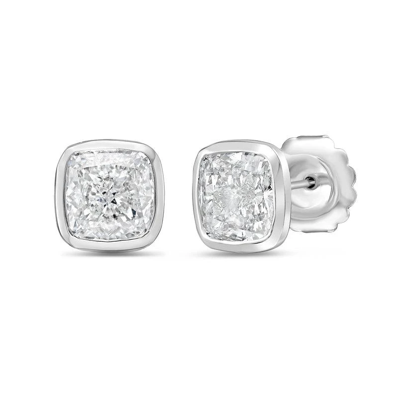 Diana M Jewels 14KT WHITE GOLD LAB GROWN CUSHION CUT STUDS IN A BEZEL SETTING WEIGHING 9.00 CTS TW 2