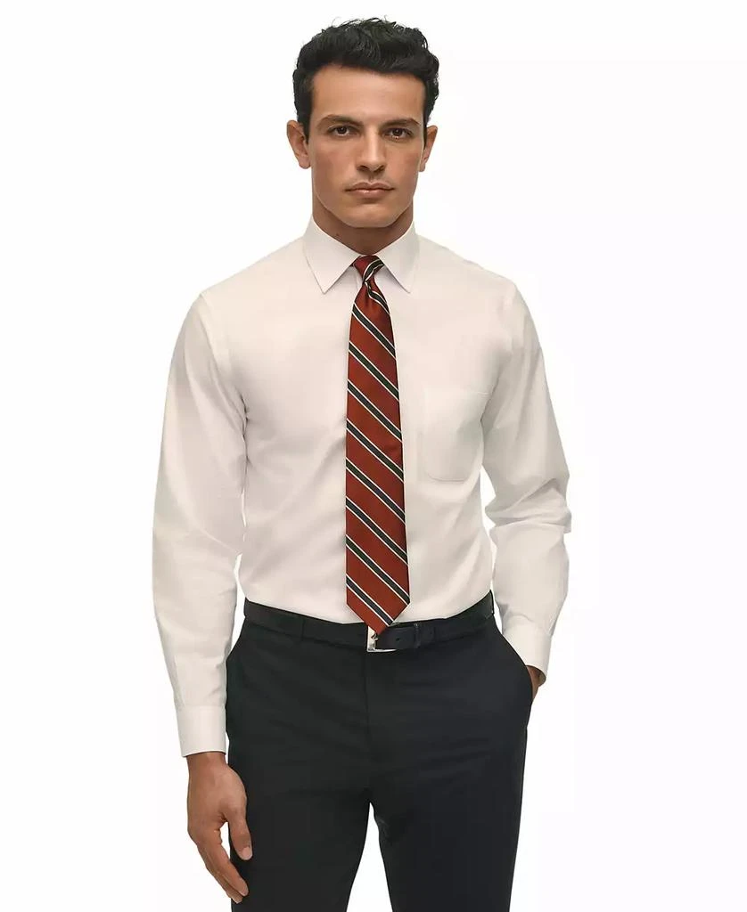 Brooks Brothers Men's Regular Fit Non-Iron Spread Collar Solid Pinpoint Dress Shirt