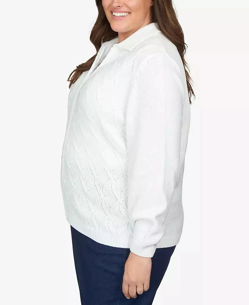 Alfred Dunner Plus Size Classic Zip Front Chenille Cardigan Sweater 5