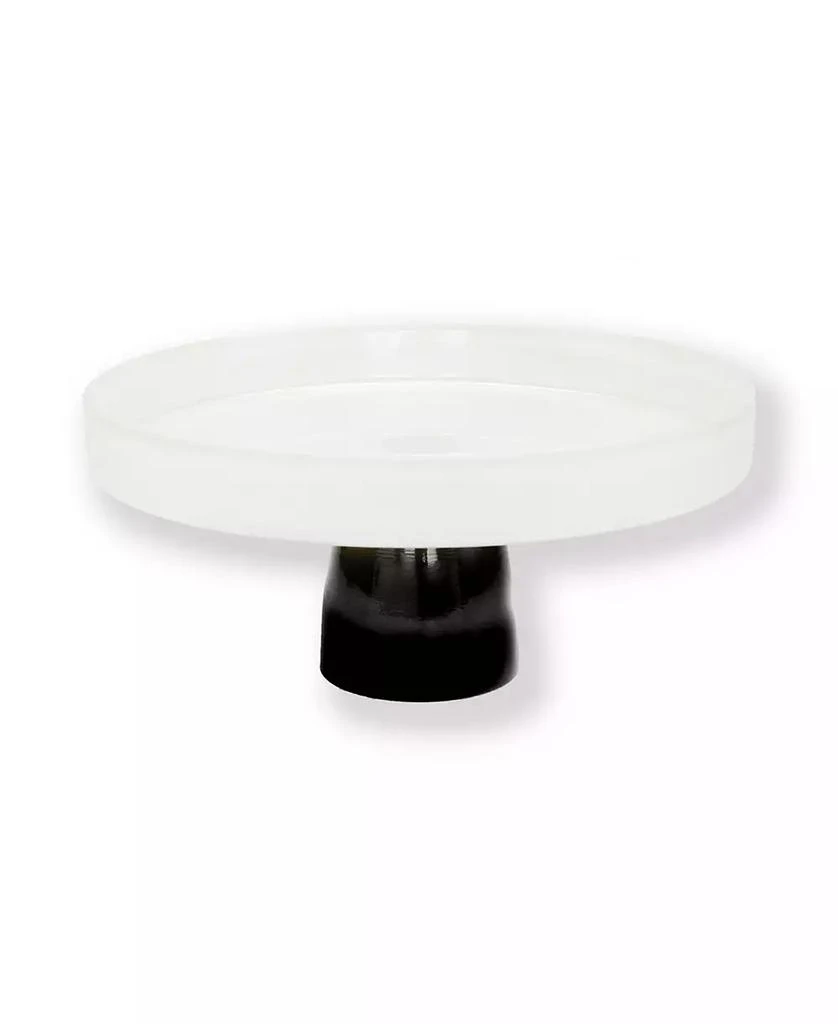Classic Touch Glass Cake Plate on Black Stem, 9.5" D 2