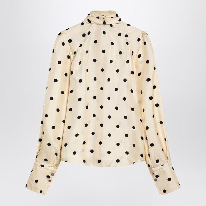 PATOU Women's Polka Dot Silk Blouse With Bow