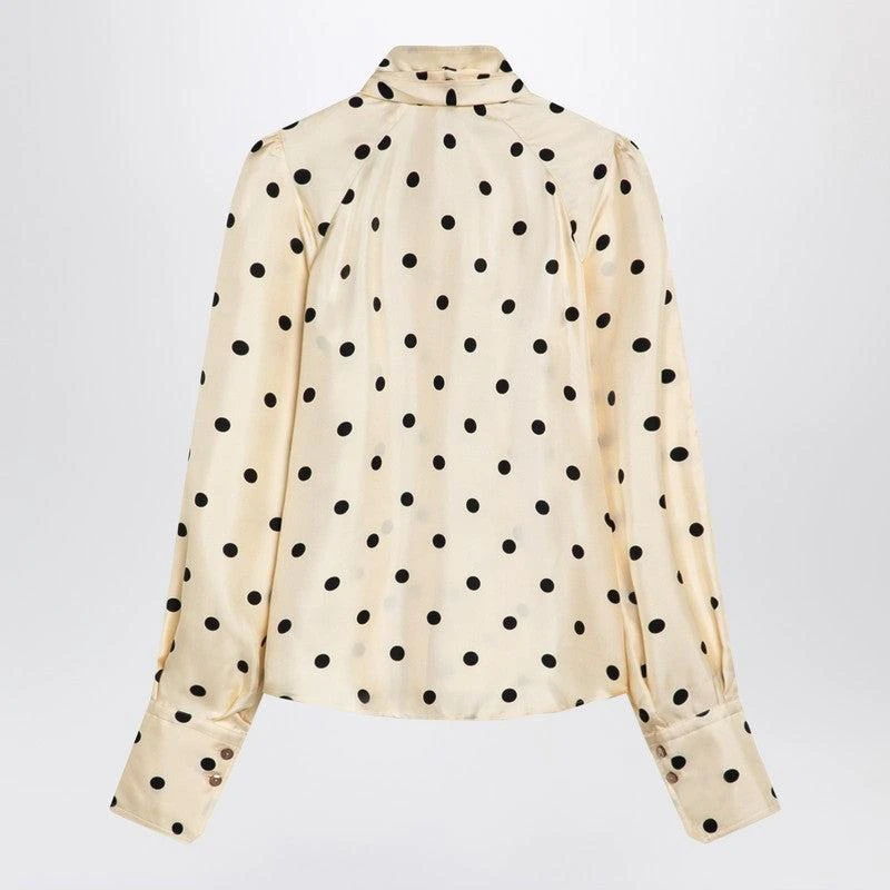 PATOU Women's Polka Dot Silk Blouse With Bow 2