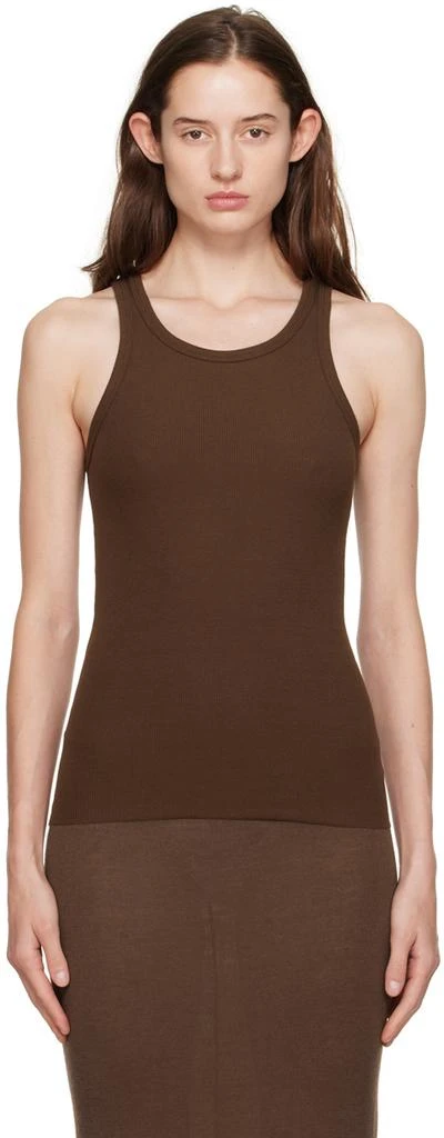 ÉTERNE Brown High Neck Tank Top 1