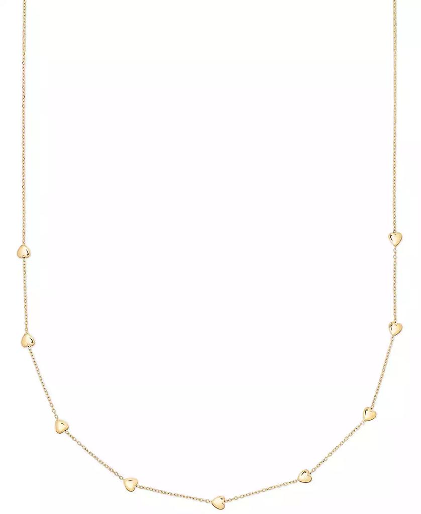 Macy's Polished Puffed Heart 18" Station Necklace in 10k Yellow Gold