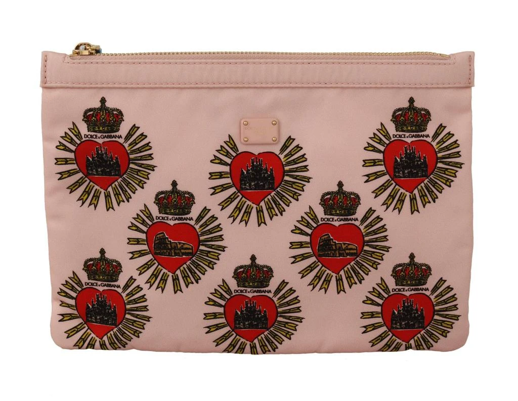 Dolce & Gabbana Dolce & Gabbana Clutch Pink D&G Logo Devotion Heart Nylon Pouch Wallet 1