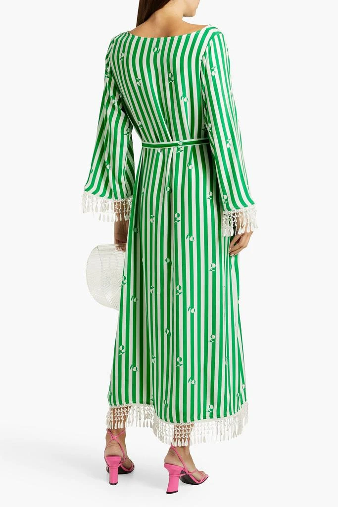 HVN Andrea fringed striped silk maxi dress 3
