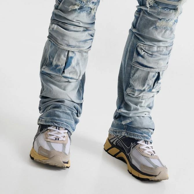 Smoke Rise Men's Smoke Rise Distressed Stacked Flare Cargo Denim Jeans 6