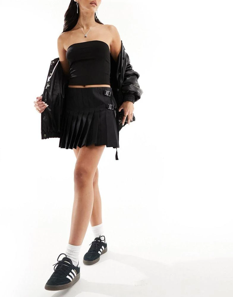 Miss Sixty Miss Sixty mini tennis skirt with strap detail in black 4