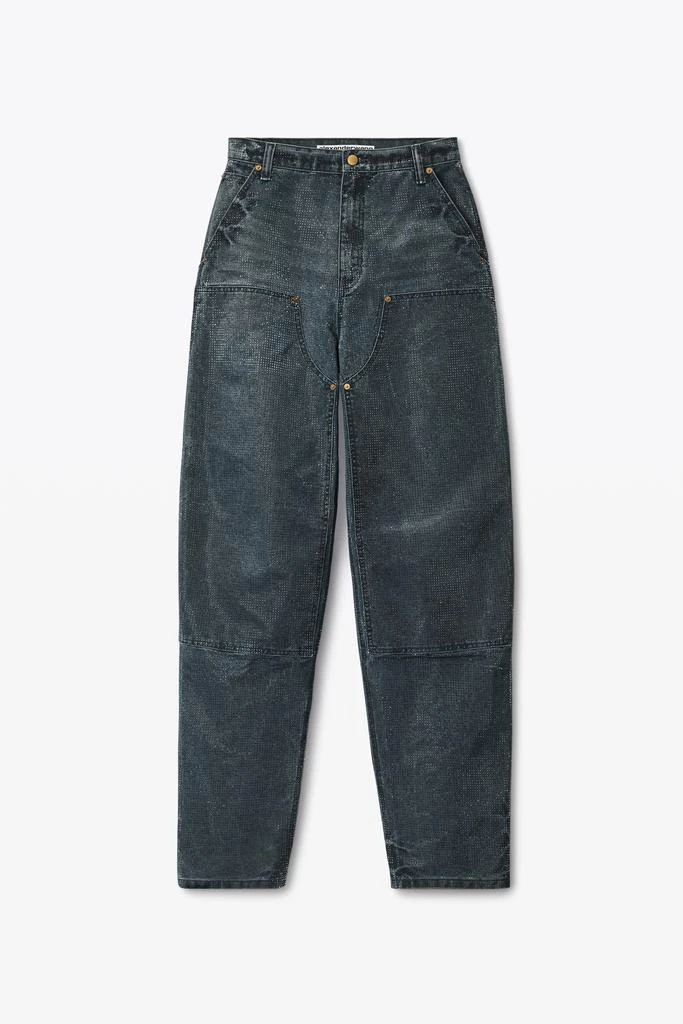 Alexander Wang crystal hotfix high waisted workwear carpenter pants in cotton 2