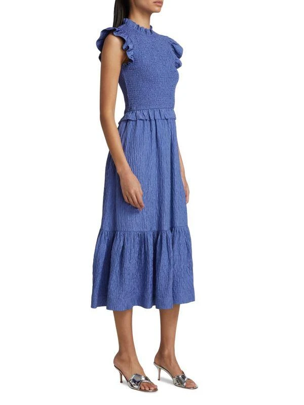 Sea Siya Silk-Blend Flutter-Sleeve Midi-Dress 3
