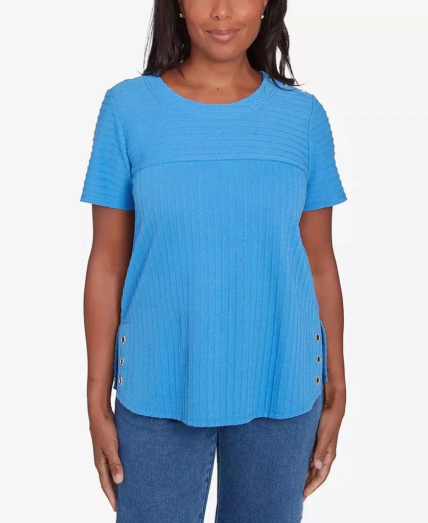 Alfred Dunner Petite Classics Solid Textured Short Sleeve T-Shirt 1