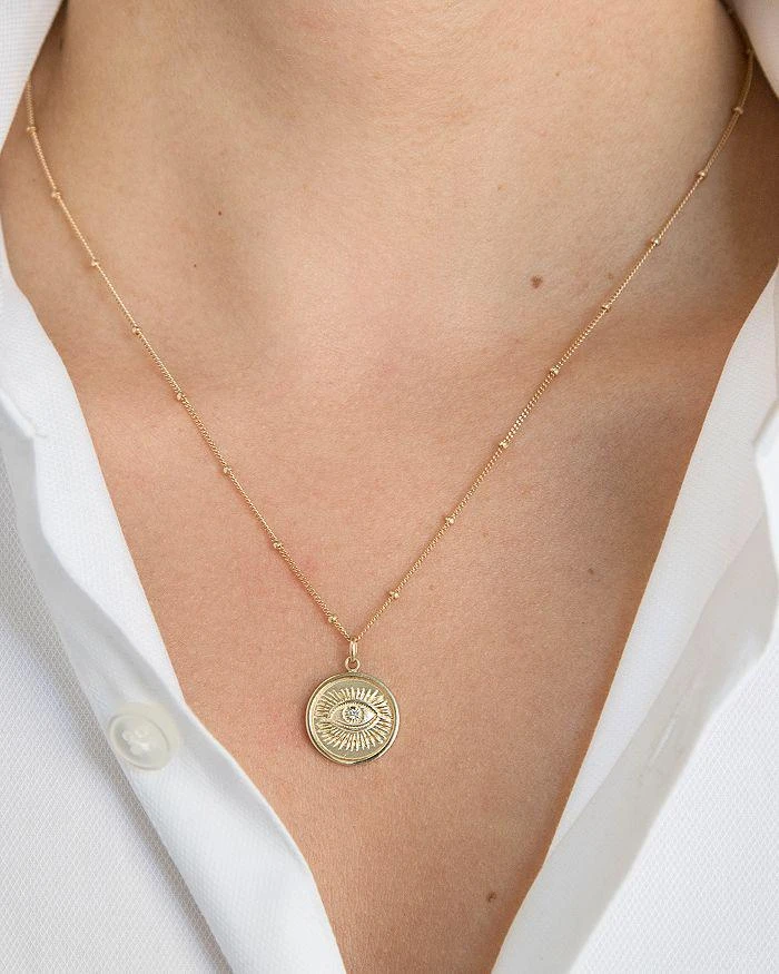 Zoe Lev 14K Yellow Gold Diamond Eye Medallion Necklace, 18" 4