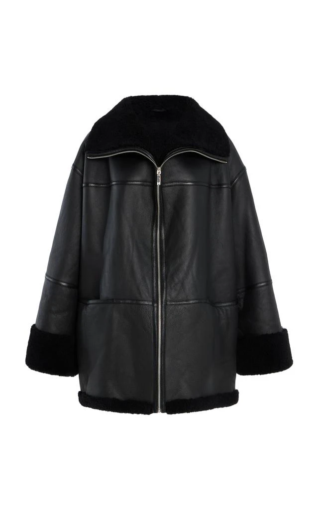 Totême Toteme - Menfi Oversized Shearling Coat - Black - XS/S - Moda Operandi 1