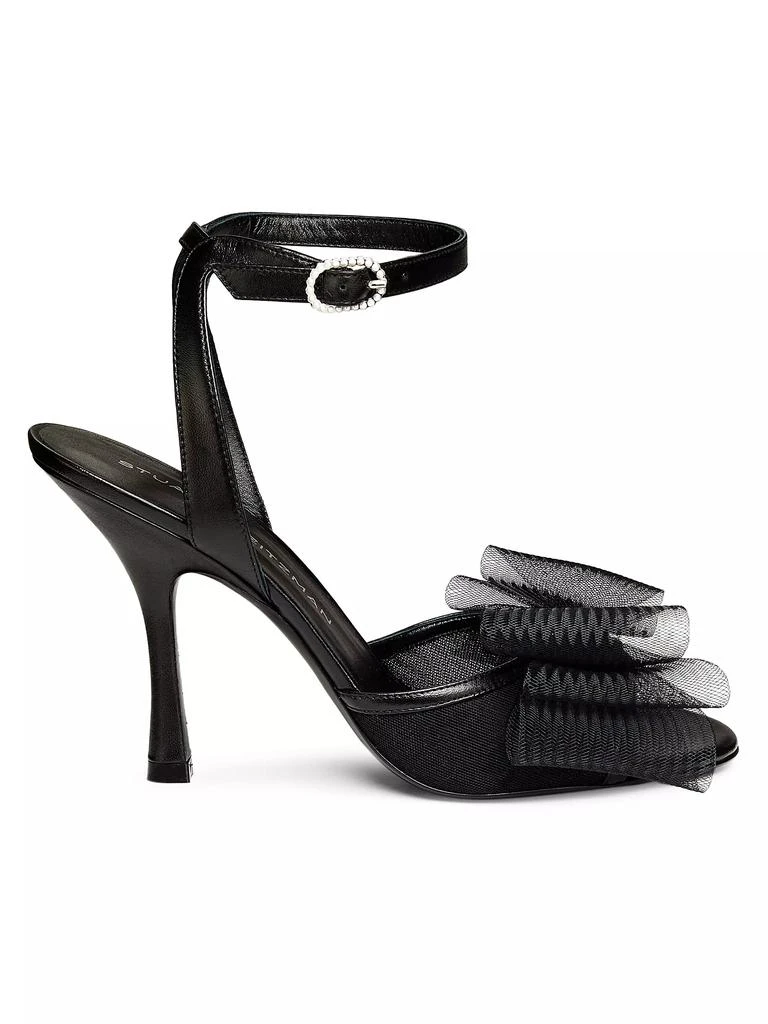 Stuart Weitzman Blushing Bow 100MM Mesh &amp; Leather Sandals 1