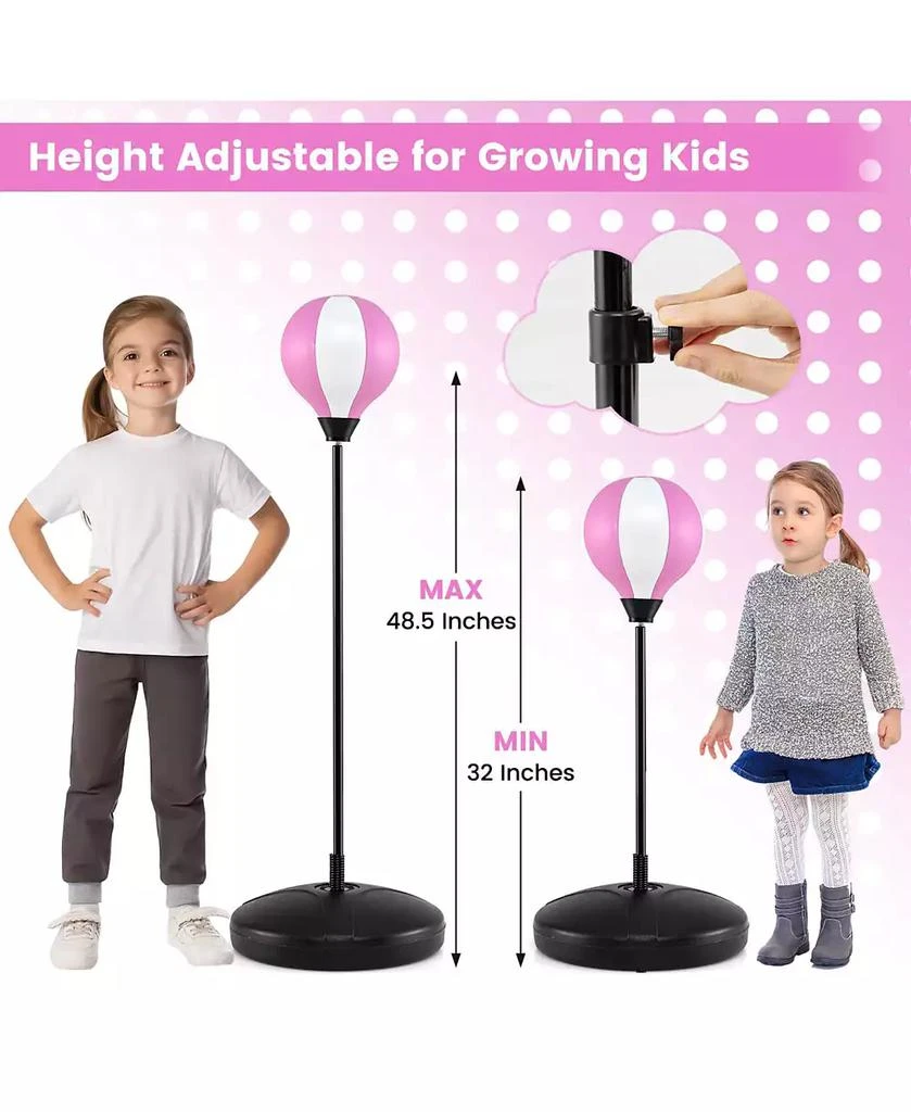 Costway Kids Punching Bag Toy Set Adjustable Stand Boxing Glove Speed Ball with Pump 7
