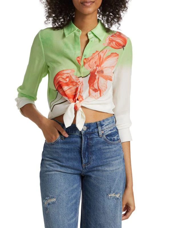 Alice + Olivia Brady Ombré Floral Silk Shirt 1