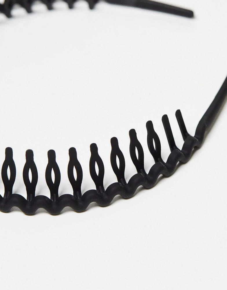 ASOS ASOS DESIGN pack of 2 90's headbands in black and tort 3
