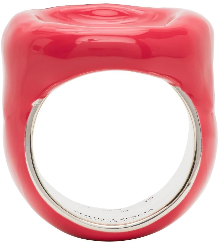 Bottega Veneta Pink Enamel Stamp Ring 2